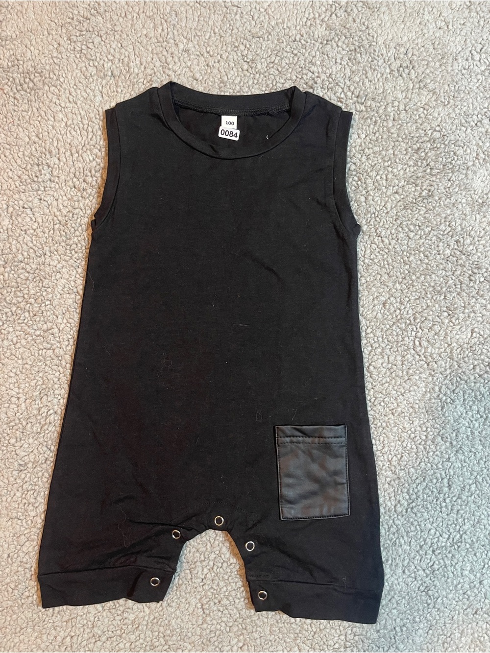 Toddler Boys Black Sleeveless Romper Jumpsuit with Pocket Size 100 / 3T